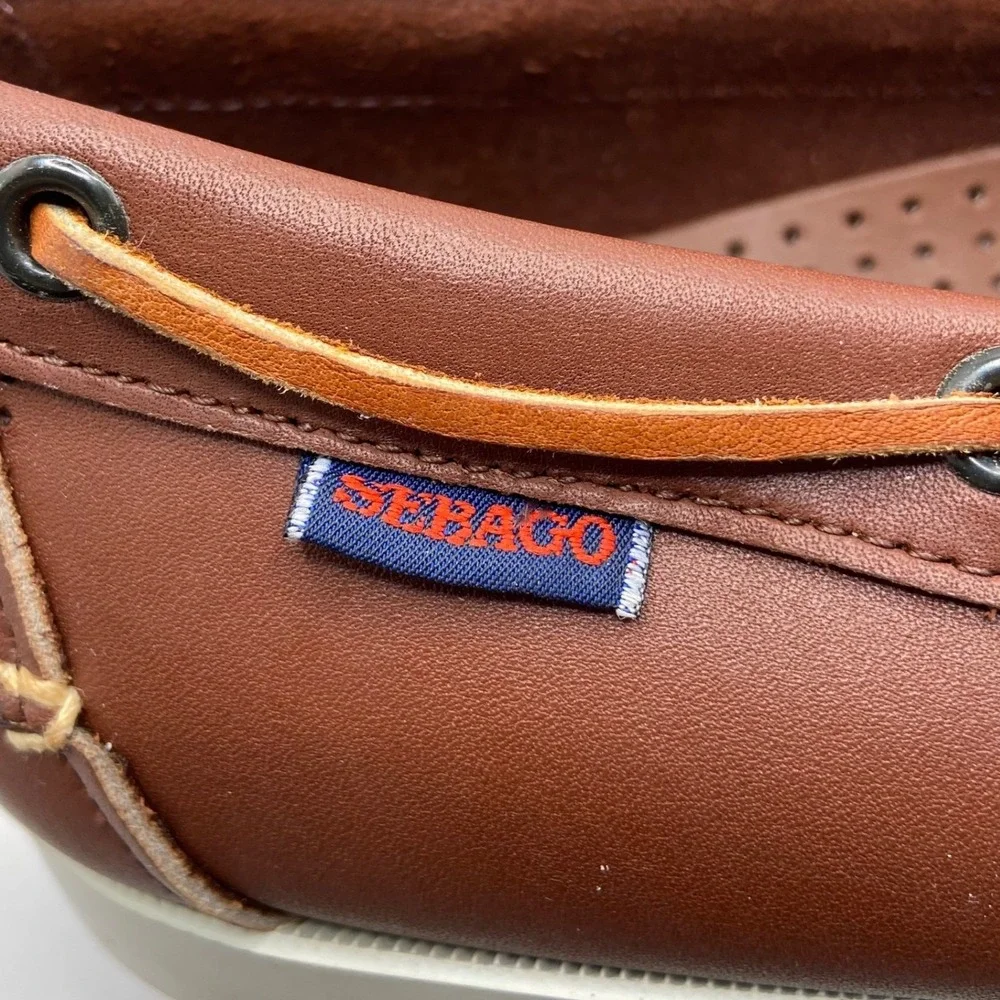 Sebago Men Docksides Leather Boat Shoe Handsewn Moccasin Brown 13 M Deck Classic